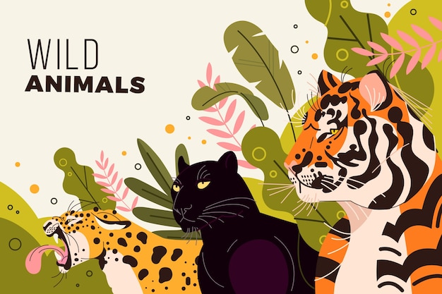 Free Vector hand drawn wildlife background