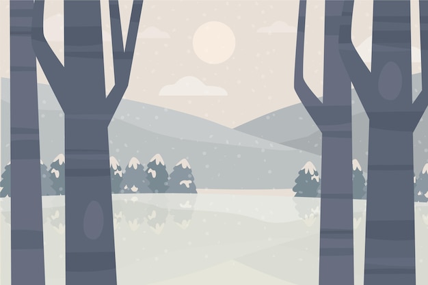 Free Vector hand drawn winter landscape