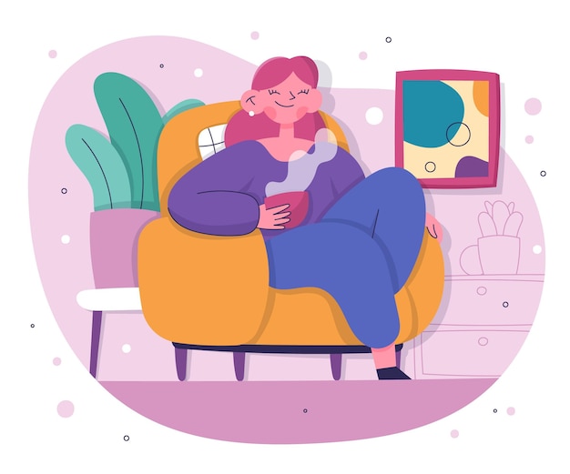 Free Vector hand drawn woman with hot drink