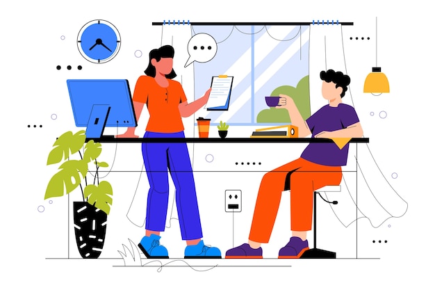 Free Vector hand drawn working environment template