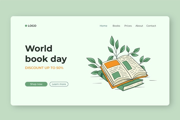 Free Vector hand drawn world book day landing page template