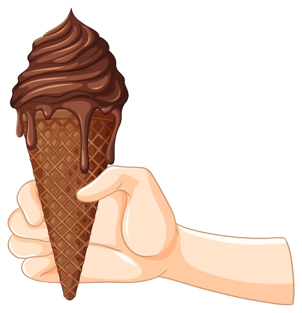 Free Vector hand holding chocolate ice cream cone