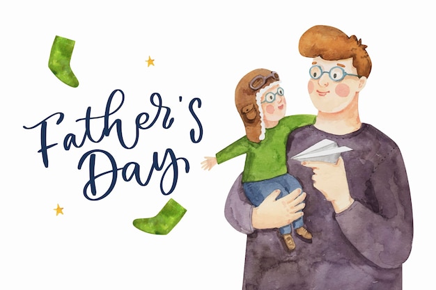 Free Vector hand painted watercolor father's day illustration