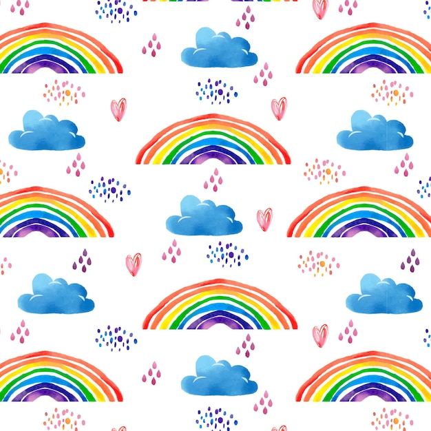 Free Vector hand painted watercolor rainbow pattern design