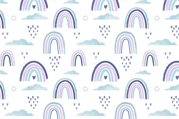 Free Vector hand painted watercolor rainbow pattern design