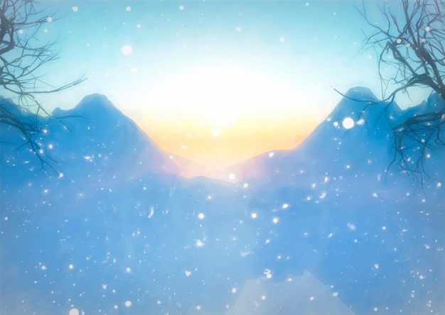 Free Vector hand painted winter solstice mountain landscape