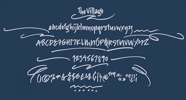 Free Vector handwritten script font. brush font. uppercase, numbers, punctuation