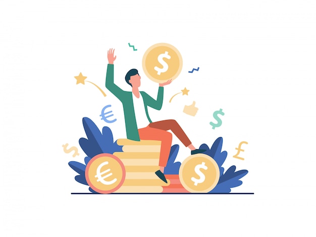 Free Vector happy businessman earning money   illustration