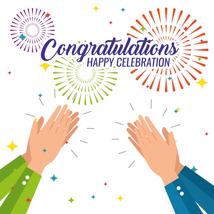 Free Vector happy celebration event with men hands