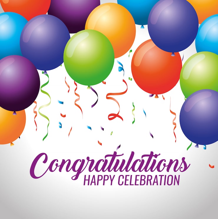 Free Vector happy celebration party with balloons and confetti