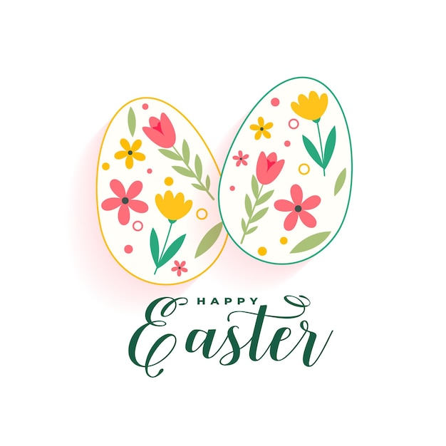 Free Vector happy easter day greeting card with artistic eggs design