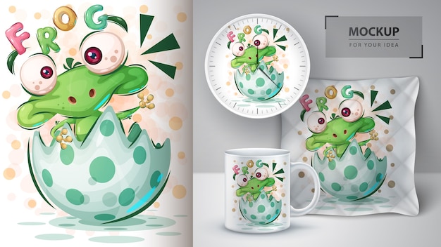 Free Vector happy frog poster and merchandising