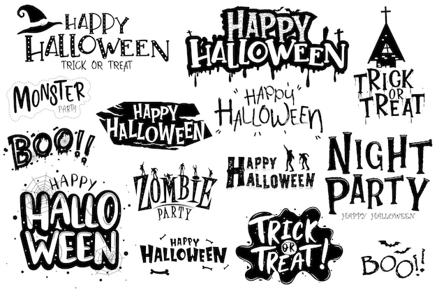 Free Vector happy halloween lettering