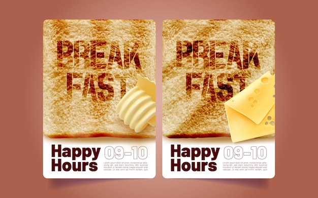Free Vector happy hours banner realistic templates set
