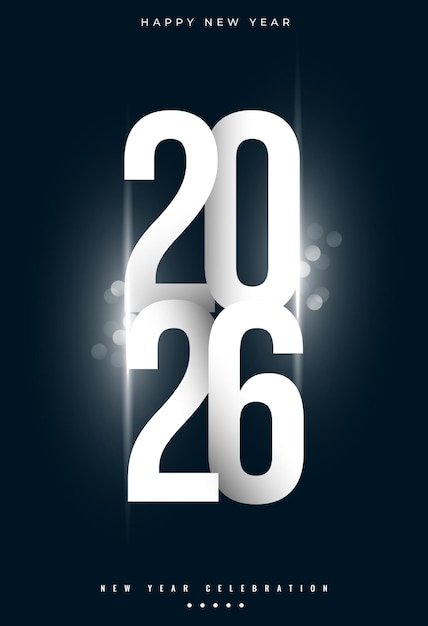 Free Vector happy new year 2026 silver lettering poster