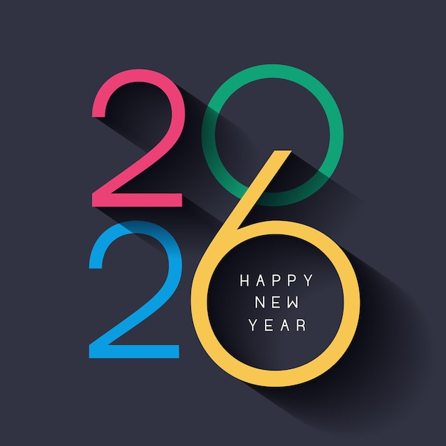 Free Vector happy new year background with colourful minimal text design