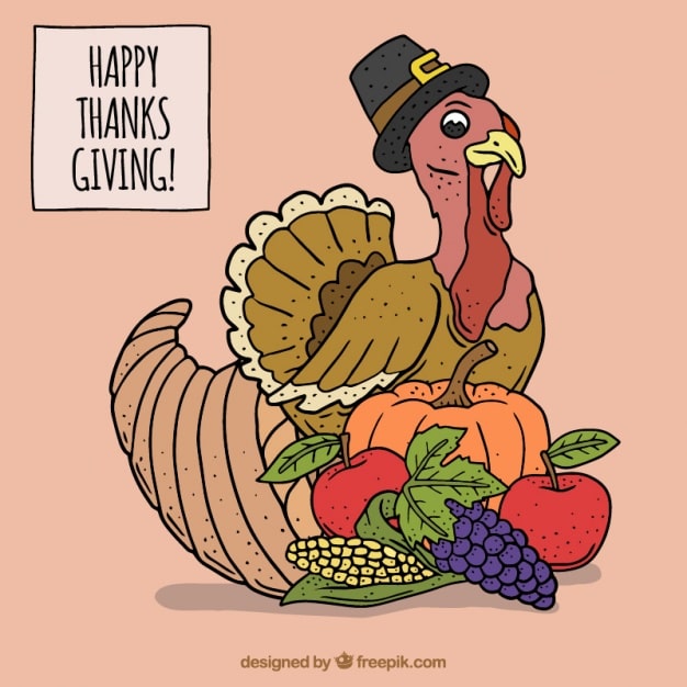 Free Vector happy thanksgiving day with a cute turkey