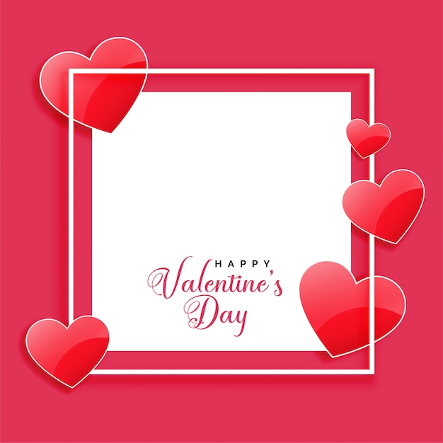 Free Vector happy valentines day frame with shiny hearts and text space