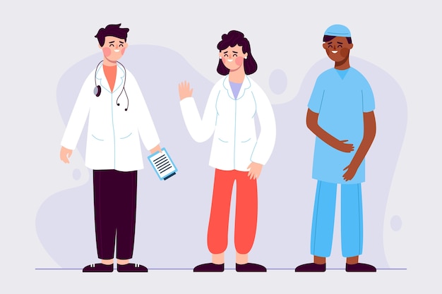 Free Vector health professional team with doctor and nurse