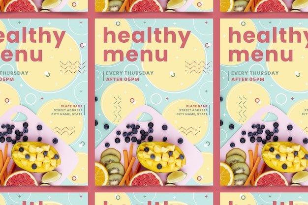 Healthy food restaurant poster template with photo