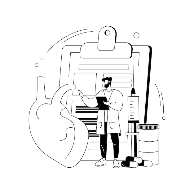 Free Vector heart disease treatment abstract concept vector illustration chest pain heartbeat problem patient cure professional therapy and hospital care medication and pills abstract metaphor