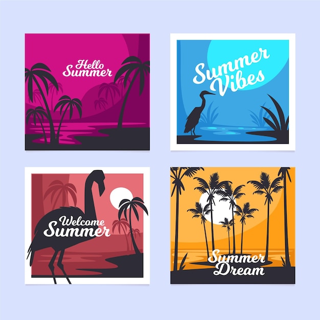 Free Vector hello summer instagram post collection