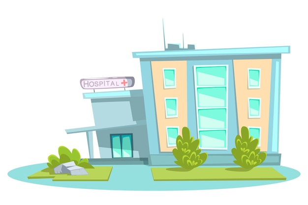Free Vector hospital building construction exterior facade architectural design healthcare and medical insurance concept