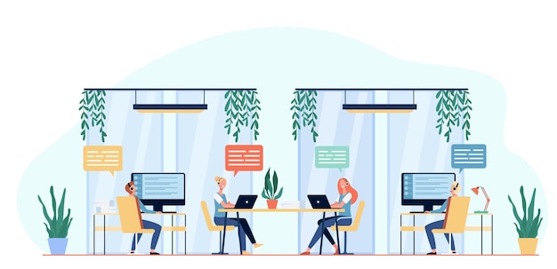 Free Vector hotline operators consulting clients flat illustration