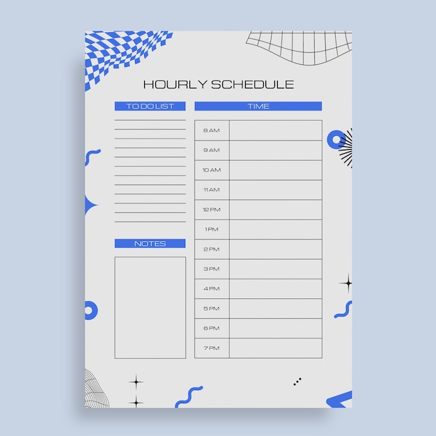 Free Vector hourly schedule template design