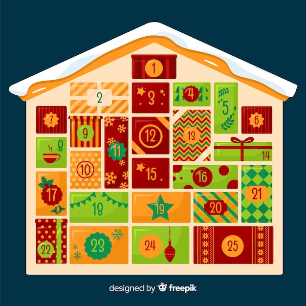 Free Vector house advent calendar