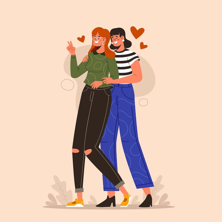 Free Vector illustrated flat lesbian couple