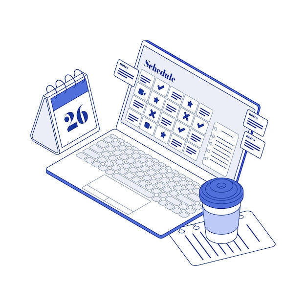 Free Vector illustrated isometric outline time management concept