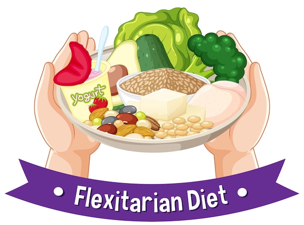 Free Vector illustration of a balanced flexitarian diet plate