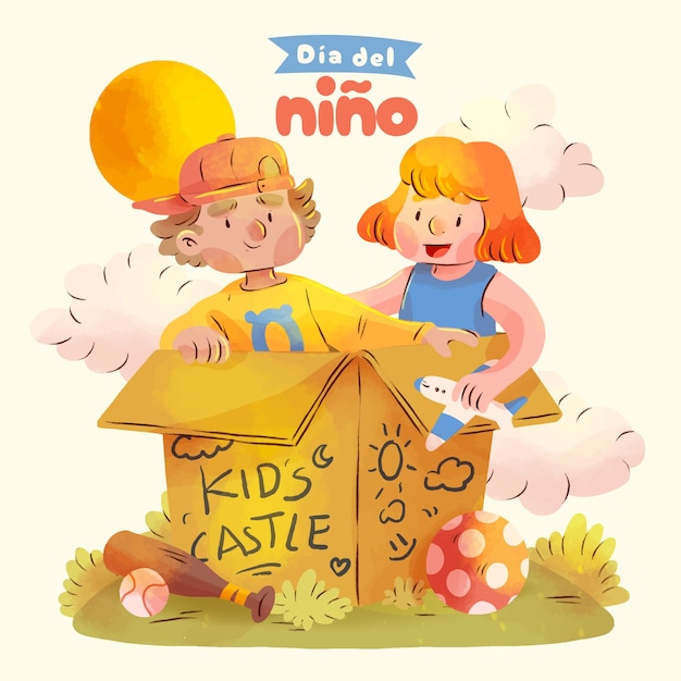 Free Vector illustration for childrens day celebration in spanish