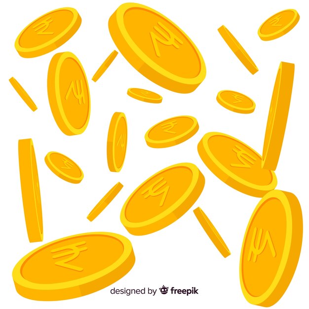 Free Vector indian rupee coins falling background