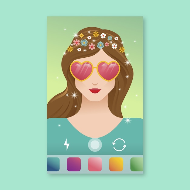 Free Vector instagram filter with heart shaped glasses