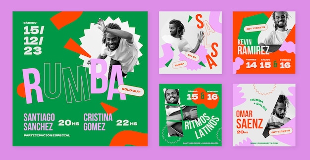 Free Vector instagram post colorful template design