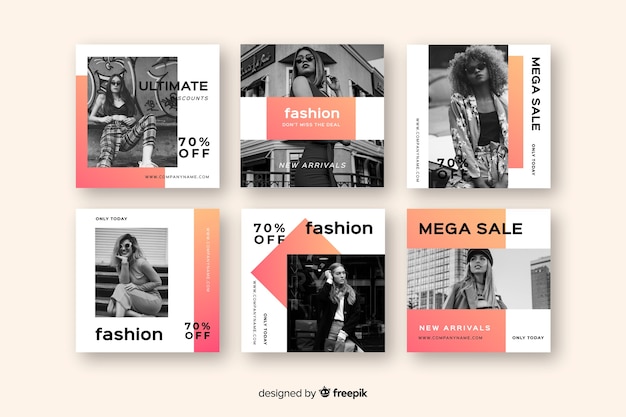 Free Vector instagram post gradient sale set