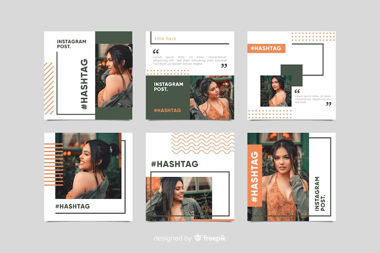 Free Vector instagram post template with various collections