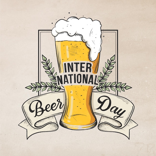 Free Vector international beer day lettering