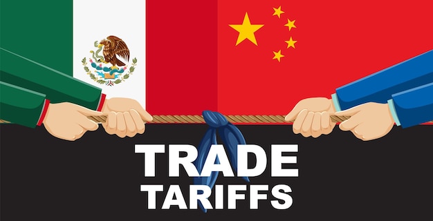 Free Vector international trade tariffs tugofwar