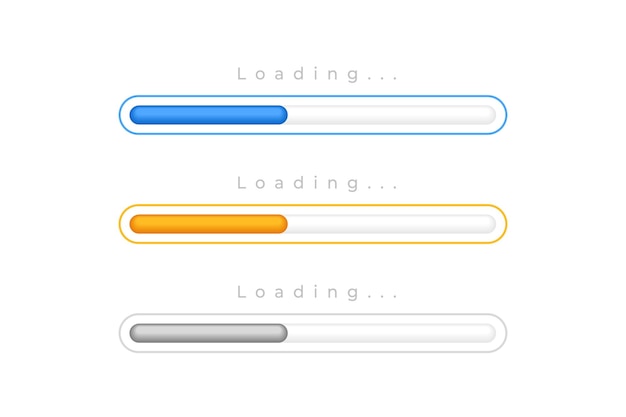 Free Vector isolated 3d loading progress bar element in set of different color