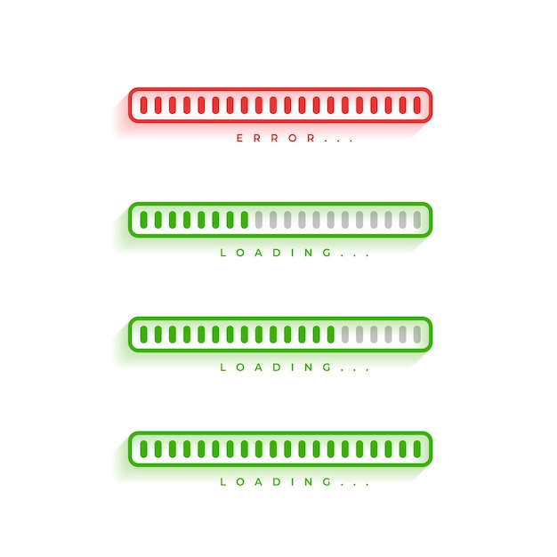 Free Vector isolated loading or error slider bar element in collection