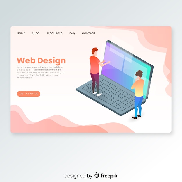 Free Vector isometric landing page