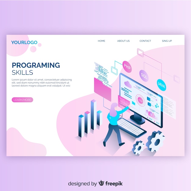 Free Vector isometric landing page