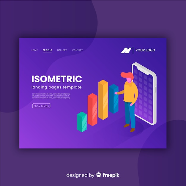 Free Vector isometric landing page