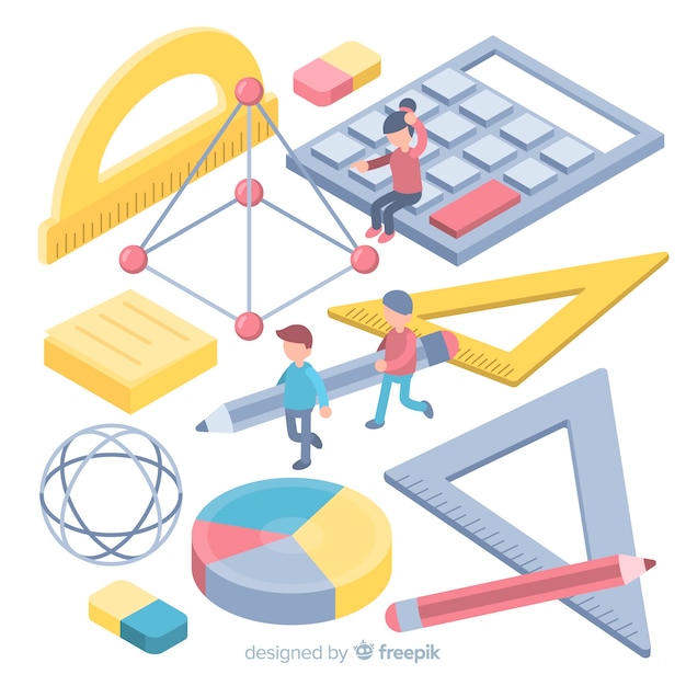 Free Vector isometric maths material background