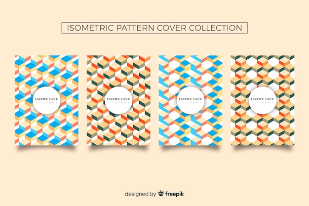 Free Vector isometric pattern cover collection