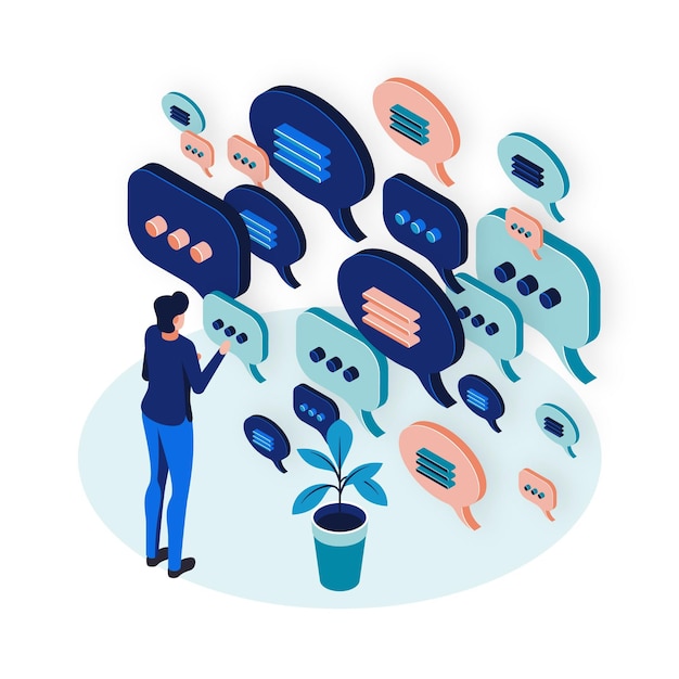 Free Vector isometric public relations illustration