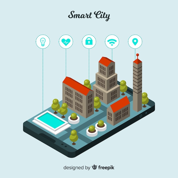 Free Vector isometric smart city background
